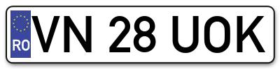 Placuta inmatriculare numar auto  VN-28-UOK, VN 28 UOK, VN28UOK