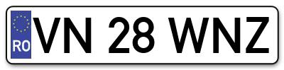 Placuta inmatriculare numar auto  VN-28-WNZ, VN 28 WNZ, VN28WNZ