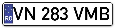 Placuta inmatriculare numar auto  VN-283-VMB, VN 283 VMB, VN283VMB