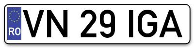 Placuta inmatriculare numar auto  VN-29-IGA, VN 29 IGA, VN29IGA