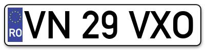 Placuta inmatriculare numar auto  VN-29-VXO, VN 29 VXO, VN29VXO