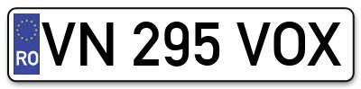 Placuta inmatriculare numar auto  VN-295-VOX, VN 295 VOX, VN295VOX