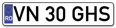 Placuta inmatriculare numar auto  VN-30-GHS, VN 30 GHS, VN30GHS