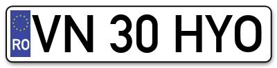 Placuta inmatriculare numar auto  VN-30-HYO, VN 30 HYO, VN30HYO