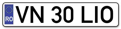 Placuta inmatriculare numar auto  VN-30-LIO, VN 30 LIO, VN30LIO