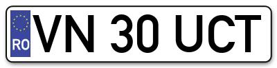 Placuta inmatriculare numar auto  VN-30-UCT, VN 30 UCT, VN30UCT