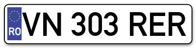 Placuta inmatriculare numar auto  VN-303-RER, VN 303 RER, VN303RER