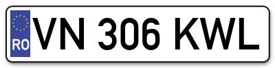 Placuta inmatriculare numar auto  VN-306-KWL, VN 306 KWL, VN306KWL