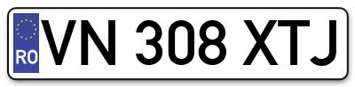 Placuta inmatriculare numar auto  VN-308-XTJ, VN 308 XTJ, VN308XTJ