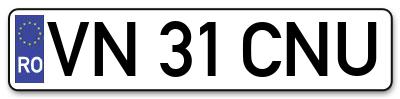 Placuta inmatriculare numar auto  VN-31-CNU, VN 31 CNU, VN31CNU