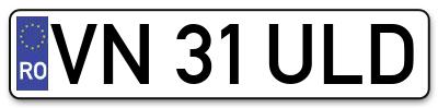 Placuta inmatriculare numar auto  VN-31-ULD, VN 31 ULD, VN31ULD