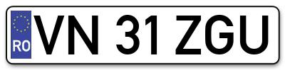 Placuta inmatriculare numar auto  VN-31-ZGU, VN 31 ZGU, VN31ZGU