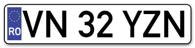 Placuta inmatriculare numar auto  VN-32-YZN, VN 32 YZN, VN32YZN