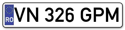 Placuta inmatriculare numar auto  VN-326-GPM, VN 326 GPM, VN326GPM