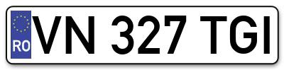 Placuta inmatriculare numar auto  VN-327-TGI, VN 327 TGI, VN327TGI