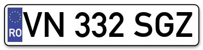 Placuta inmatriculare numar auto  VN-332-SGZ, VN 332 SGZ, VN332SGZ