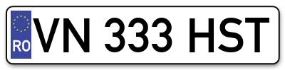 Placuta inmatriculare numar auto  VN-333-HST, VN 333 HST, VN333HST