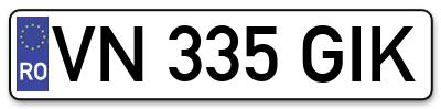 Placuta inmatriculare numar auto  VN-335-GIK, VN 335 GIK, VN335GIK