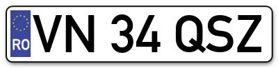 Placuta inmatriculare numar auto  VN-34-QSZ, VN 34 QSZ, VN34QSZ