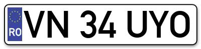 Placuta inmatriculare numar auto  VN-34-UYO, VN 34 UYO, VN34UYO