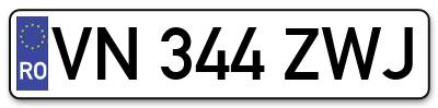 Placuta inmatriculare numar auto  VN-344-ZWJ, VN 344 ZWJ, VN344ZWJ