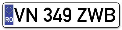 Placuta inmatriculare numar auto  VN-349-ZWB, VN 349 ZWB, VN349ZWB