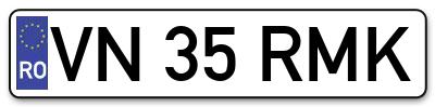Placuta inmatriculare numar auto  VN-35-RMK, VN 35 RMK, VN35RMK