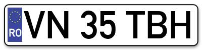 Placuta inmatriculare numar auto  VN-35-TBH, VN 35 TBH, VN35TBH