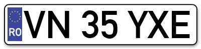 Placuta inmatriculare numar auto  VN-35-YXE, VN 35 YXE, VN35YXE