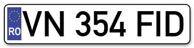 Placuta inmatriculare numar auto  VN-354-FID, VN 354 FID, VN354FID