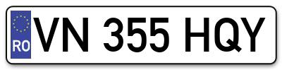 Placuta inmatriculare numar auto  VN-355-HQY, VN 355 HQY, VN355HQY