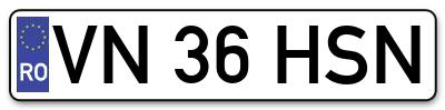 Placuta inmatriculare numar auto  VN-36-HSN, VN 36 HSN, VN36HSN