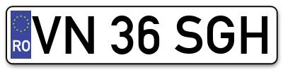 Placuta inmatriculare numar auto  VN-36-SGH, VN 36 SGH, VN36SGH