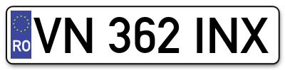 Placuta inmatriculare numar auto  VN-362-INX, VN 362 INX, VN362INX
