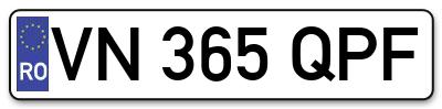 Placuta inmatriculare numar auto  VN-365-QPF, VN 365 QPF, VN365QPF