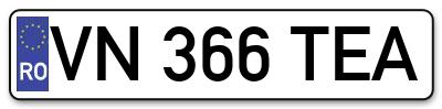 Placuta inmatriculare numar auto  VN-366-TEA, VN 366 TEA, VN366TEA