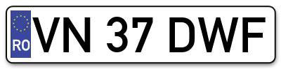 Placuta inmatriculare numar auto  VN-37-DWF, VN 37 DWF, VN37DWF