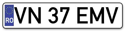 Placuta inmatriculare numar auto  VN-37-EMV, VN 37 EMV, VN37EMV