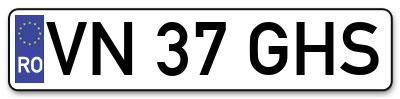 Placuta inmatriculare numar auto  VN-37-GHS, VN 37 GHS, VN37GHS