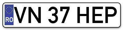 Placuta inmatriculare numar auto  VN-37-HEP, VN 37 HEP, VN37HEP