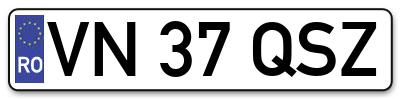 Placuta inmatriculare numar auto  VN-37-QSZ, VN 37 QSZ, VN37QSZ