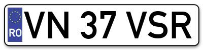 Placuta inmatriculare numar auto  VN-37-VSR, VN 37 VSR, VN37VSR