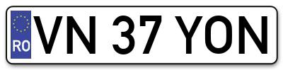 Placuta inmatriculare numar auto  VN-37-YON, VN 37 YON, VN37YON