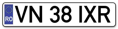 Placuta inmatriculare numar auto  VN-38-IXR, VN 38 IXR, VN38IXR
