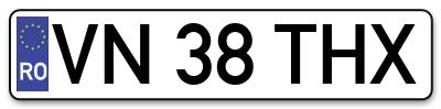 Placuta inmatriculare numar auto  VN-38-THX, VN 38 THX, VN38THX
