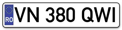 Placuta inmatriculare numar auto  VN-380-QWI, VN 380 QWI, VN380QWI