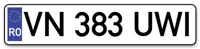 Placuta inmatriculare numar auto  VN-383-UWI, VN 383 UWI, VN383UWI