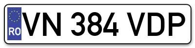 Placuta inmatriculare numar auto  VN-384-VDP, VN 384 VDP, VN384VDP