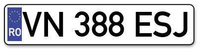 Placuta inmatriculare numar auto  VN-388-ESJ, VN 388 ESJ, VN388ESJ