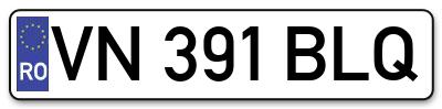 Placuta inmatriculare numar auto  VN-391-BLQ, VN 391 BLQ, VN391BLQ
